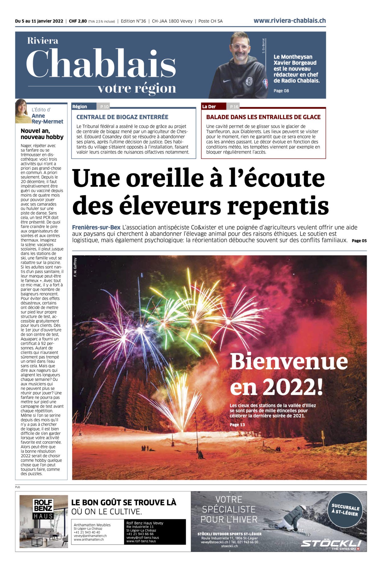 Journal Chablais n°36 ©Dessin de Gilles,, pour l'Article 2G+ dans les aquaparcs et bains thermaux du 5 janvier 2022 page 1