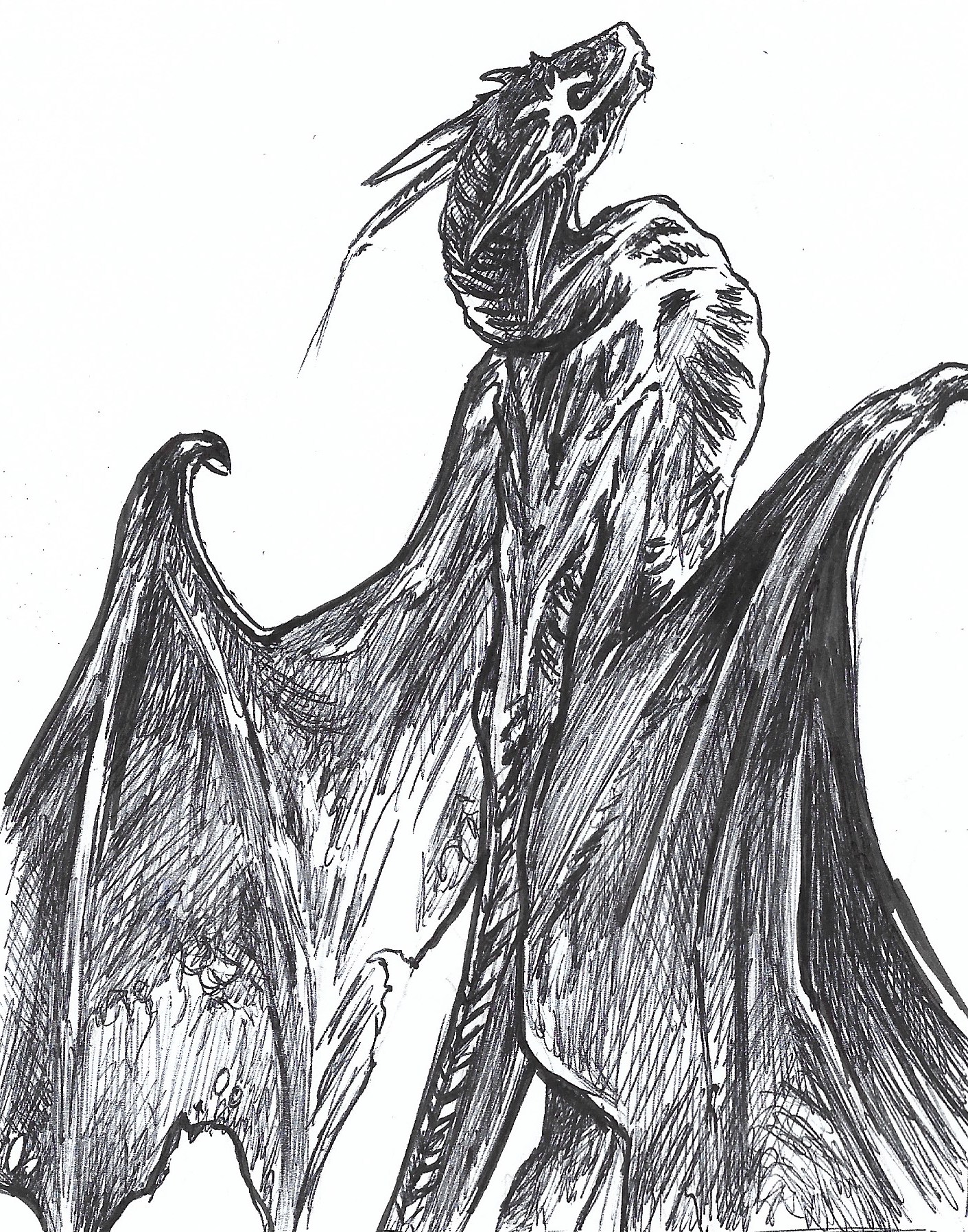 ©ART BOOK Dessin noir-blanc de Gilles,, d'un Dragon au milieu des flammes